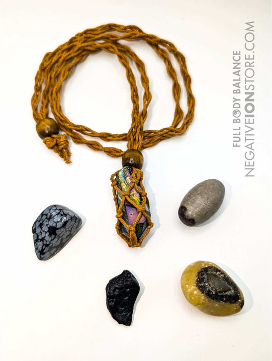 5 Crystal Macramé Necklace Bundle Stone Holder with Adjustable Cord Balance