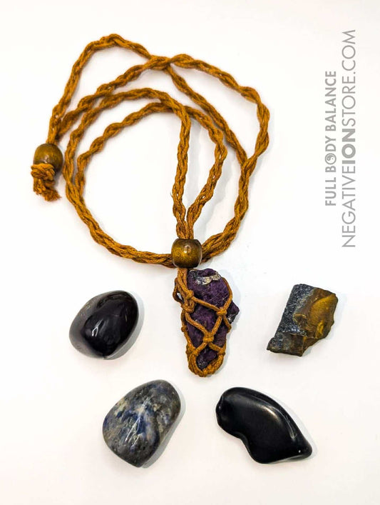 5 Crystal Macramé Necklace Bundle Stone Holder with Adjustable Cord Intuition