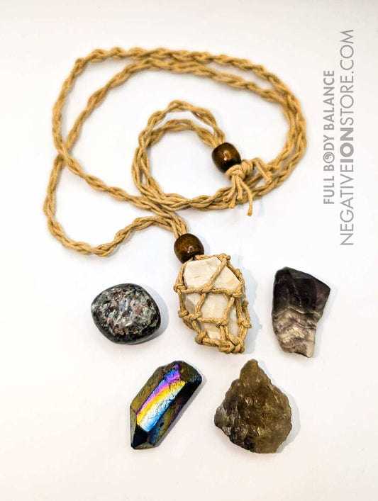 5 Crystal Macramé Necklace Bundle Stone Holder with Adjustable Cord Motivation