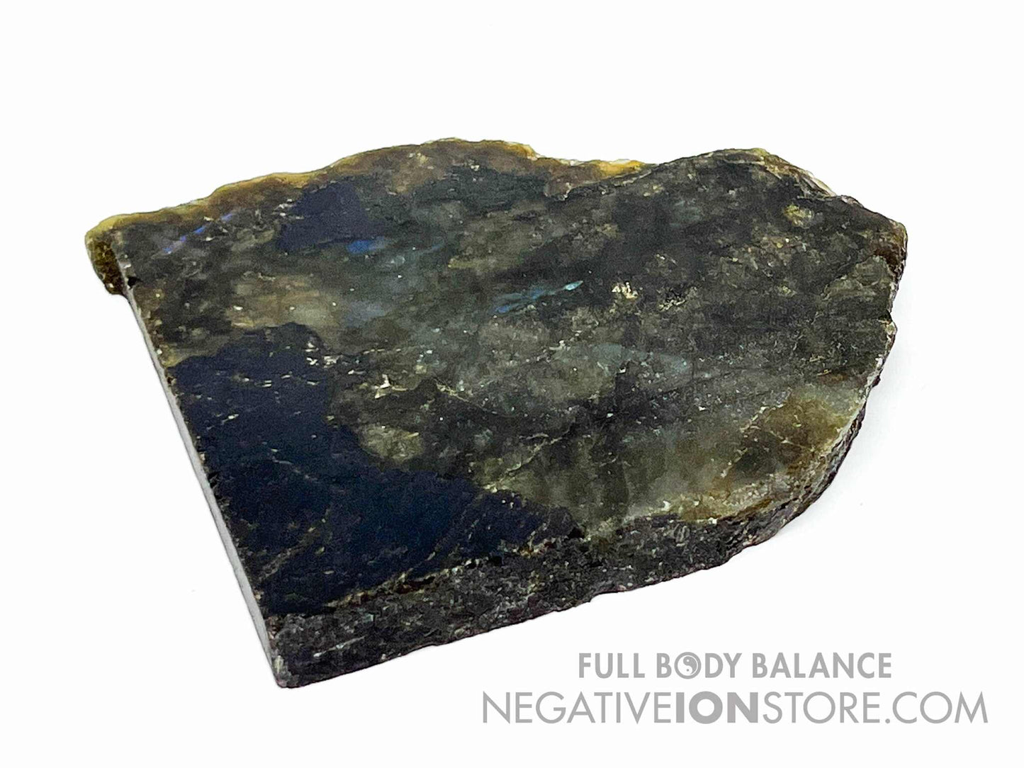 Labradorite Slab 3” x 2.5” Polished Front & Raw Back Natural Crystal Iridescent Flash Display Stone 4.2 oz Unique Piece