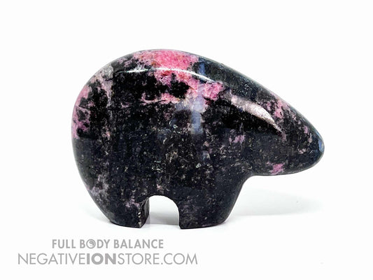 Hand Carved Rhodonite Bear Polished Crystal 3 inch by 0.5 inch by 2.25 inch
