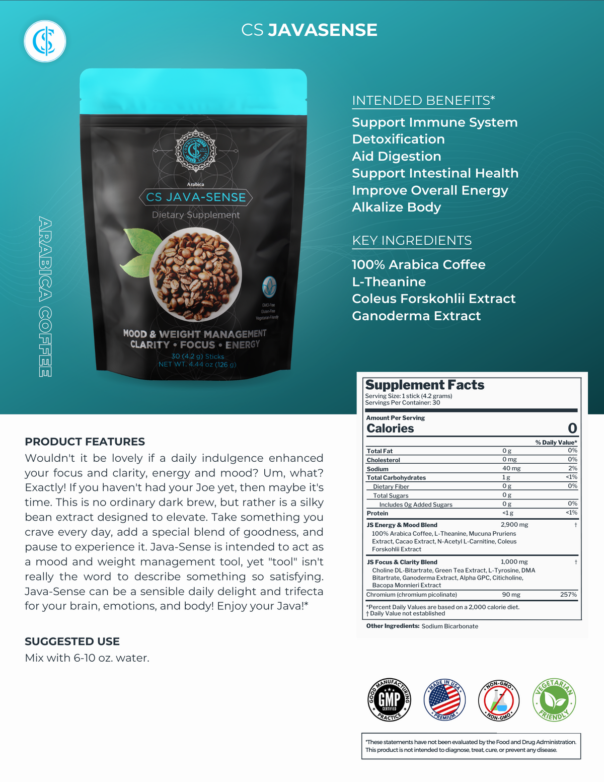 Java Instant Coffee CS Java-Sense Instant Coffee Packets 30 Count – Negative Ion Store
