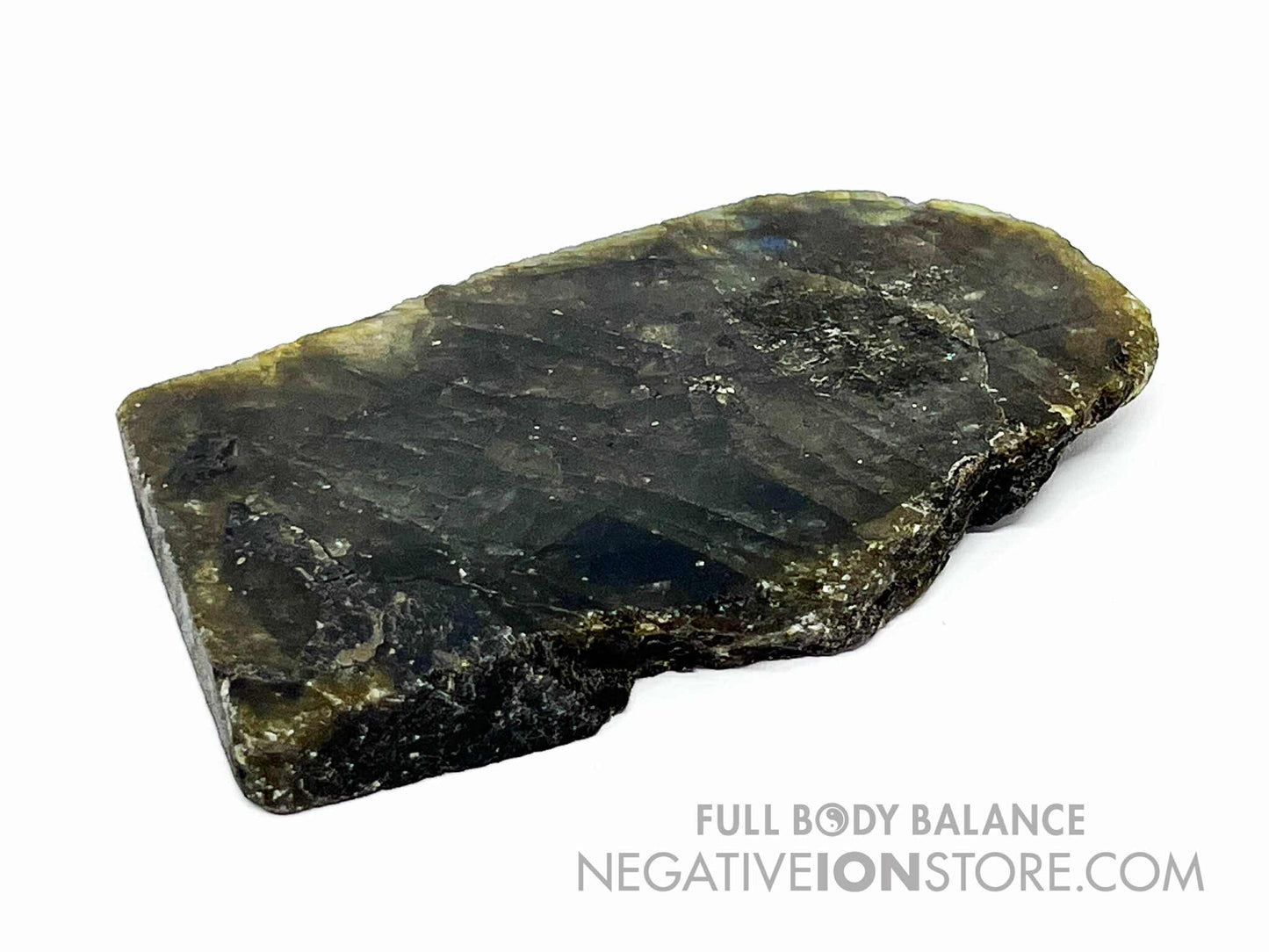 Labradorite Slab 3.5” x 2” Polished Front & Raw Back Natural Crystal Iridescent Flash Display Stone 3.9 oz Unique Piece
