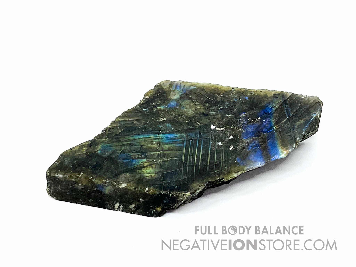 Labradorite Slab 3” x 2.5” Polished Front & Raw Back Natural Crystal Iridescent Flash Display Stone 4.8 oz Unique Piece