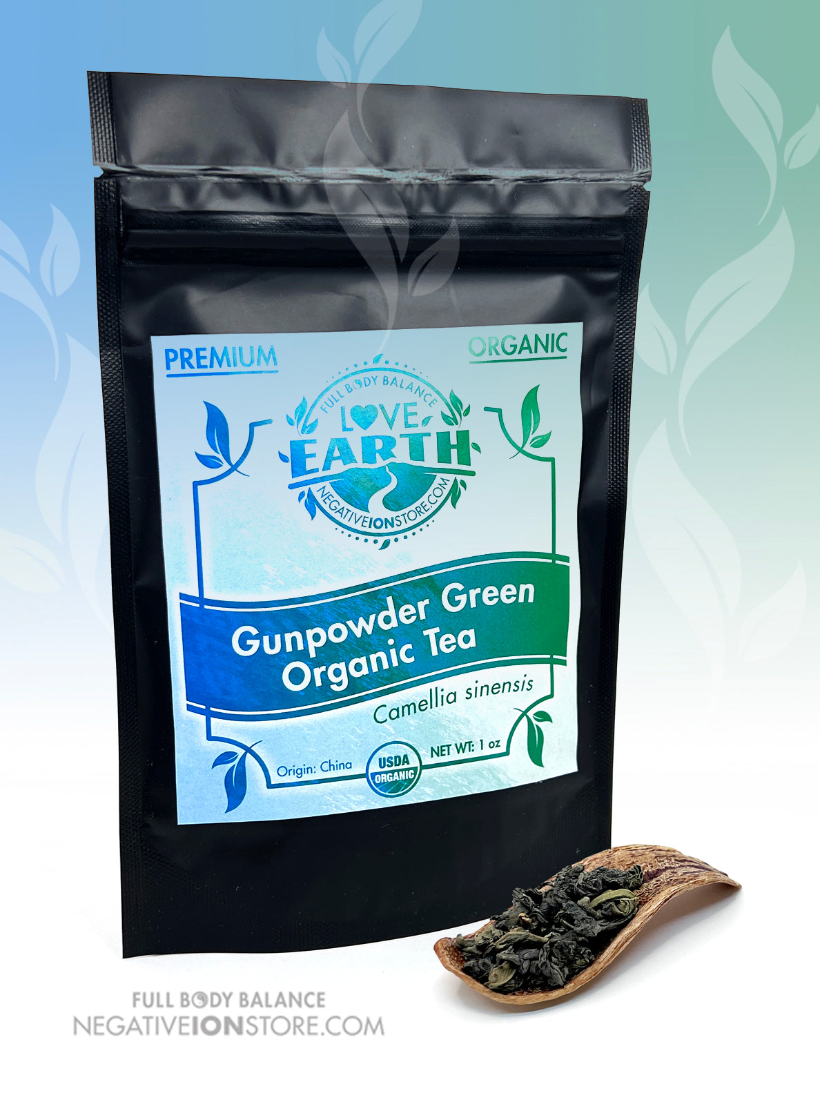 Explore Love Earth Organic Gunpowder Green Tea, featuring tightly rolled leaves, a bold nutty flavor, and a crisp finish. A classic caffeinated green tea.