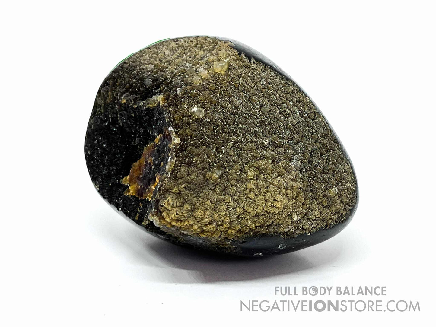 Septarian Egg 14.2 oz Natural Polished Crystal Geode Egg 3” Mineral Specimen Display Stone with Stand Unique Collectible