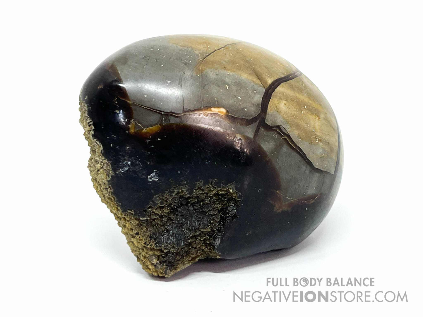 Septarian Egg 14.2 oz Natural Polished Crystal Geode Egg 3” Mineral Specimen Display Stone with Stand Unique Collectible