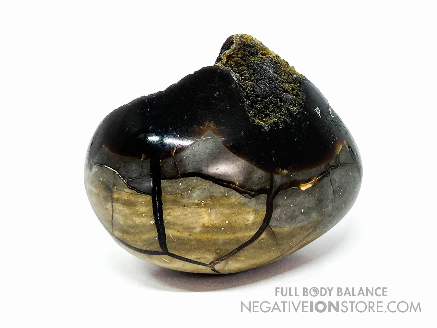 Septarian Egg 14.2 oz Natural Polished Crystal Geode Egg 3” Mineral Specimen Display Stone with Stand Unique Collectible