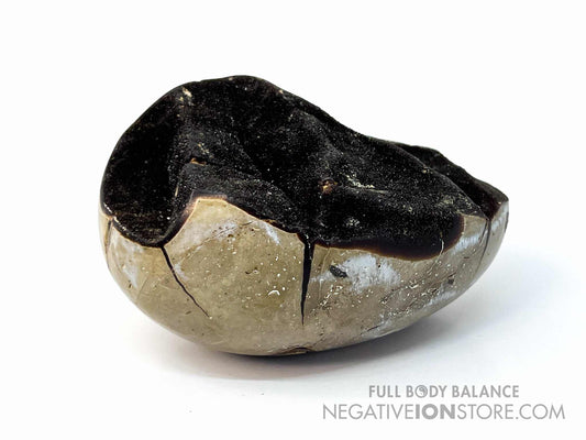 Septarian Egg 13 oz Natural Polished Crystal Geode Egg 3.5” Mineral Specimen with Display Stand Unique Collectible