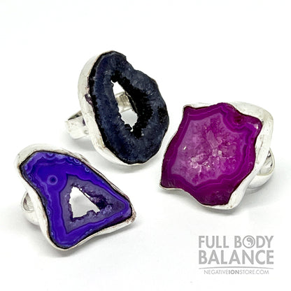 Dyed Agate Slice Adjustable Ring